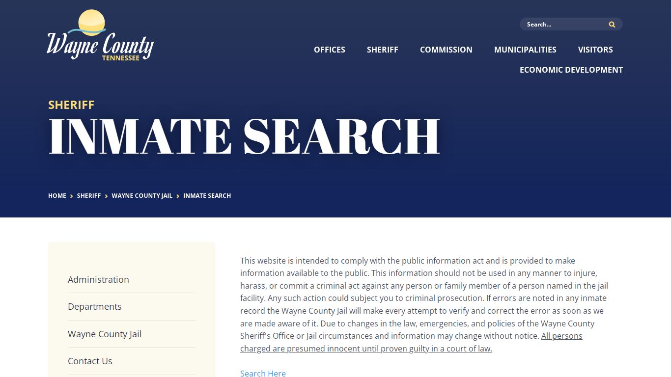 Inmate Search - Wayne County, Tennessee